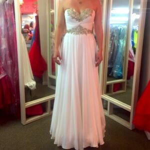 Sherri Hill Strapless Formal Dress White